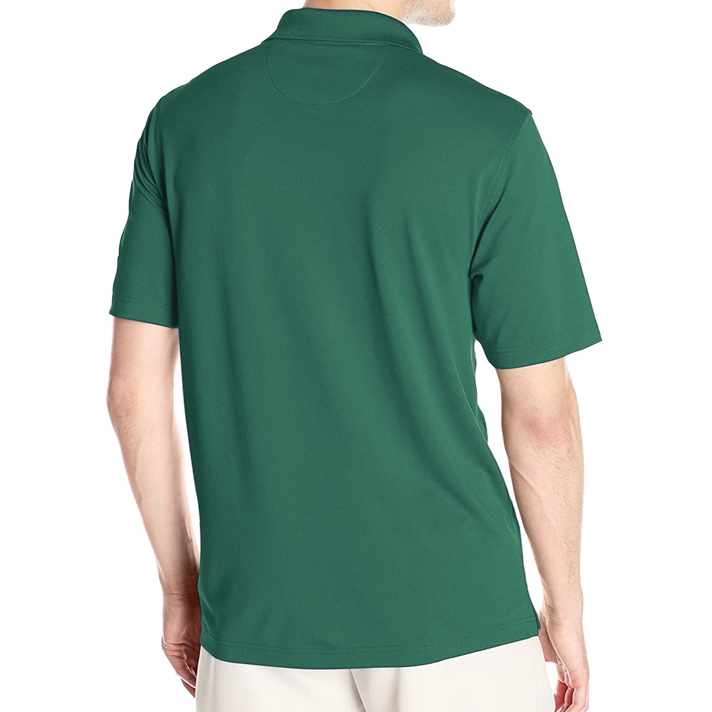 Men's Regular-Fit Cotton - Short Sleeve Casual Plain Polo Shirt Dark Green