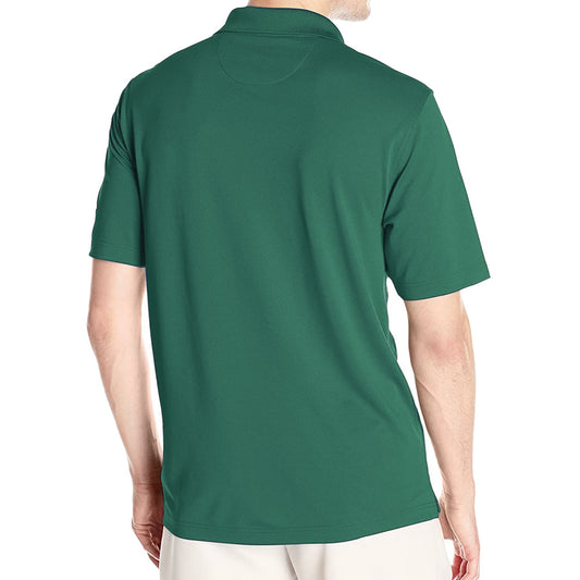 Men's Regular-Fit Cotton - Short Sleeve Casual Plain Polo Shirt Dark Green
