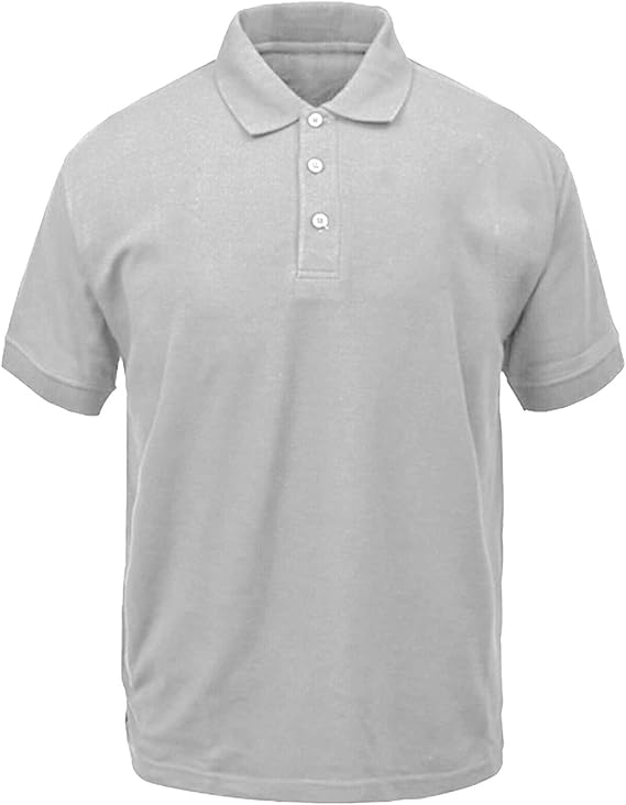 Mens Polo Short Sleeve Plain T-Shirt Classic- Grey