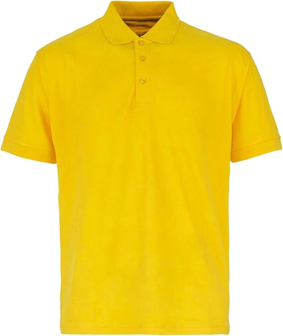 Mens Polo Short Sleeve Plain T-Shirt Classic - Yellow