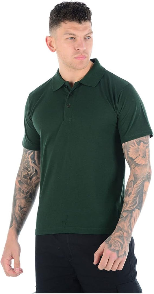 Mens Polo Short Sleeve Plain T-Shirt Classic - Green