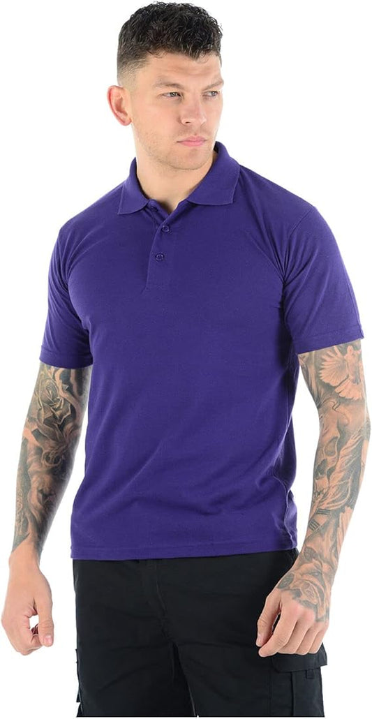 Mens Polo Short Sleeve Plain T-Shirt Classic - Purple