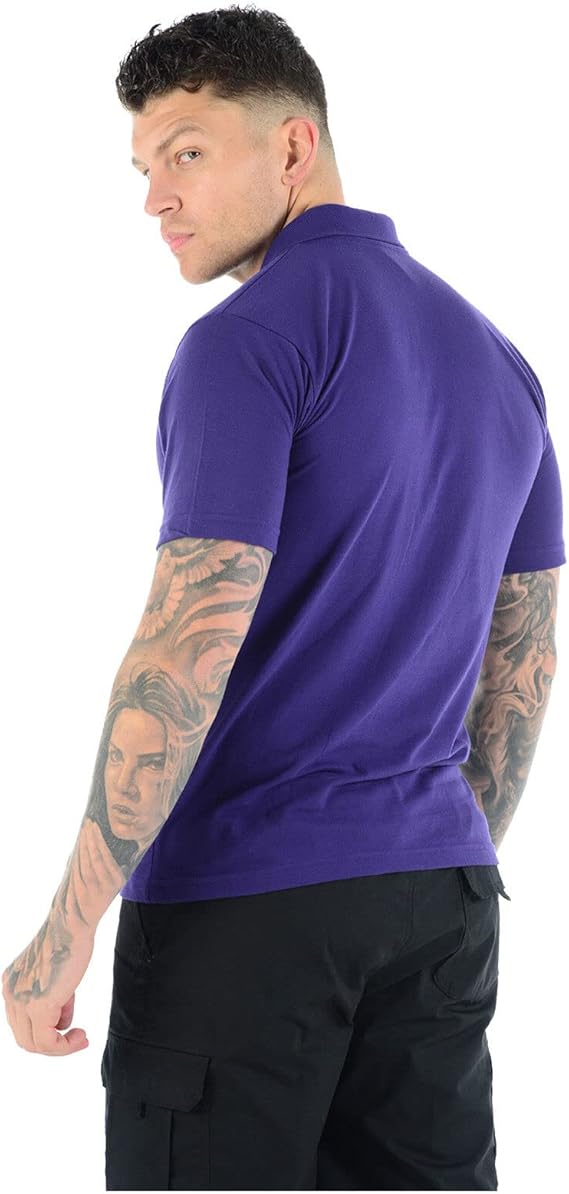 Mens Polo Short Sleeve Plain T-Shirt Classic - Purple