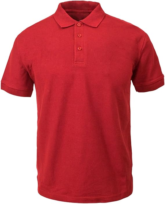 Mens Polo Short Sleeve Plain T-Shirt Classic - Red