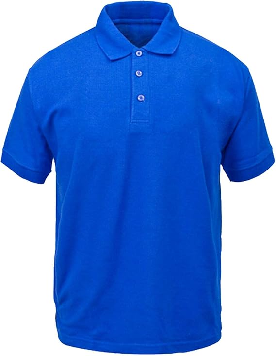 Mens Polo Short Sleeve Plain T-Shirt Classic - Royal Blue