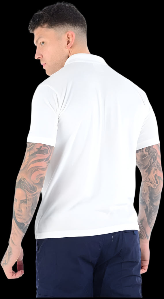 Mens Polo Short Sleeve Plain T-Shirt Classic - White