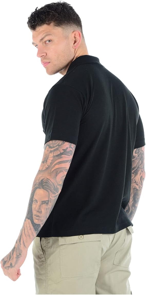 Mens Polo Short Sleeve Plain T-Shirt Classic - Black