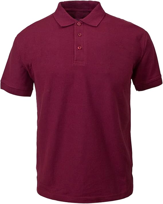 Mens Polo Short Sleeve Plain T-Shirt Classic - Burgundy