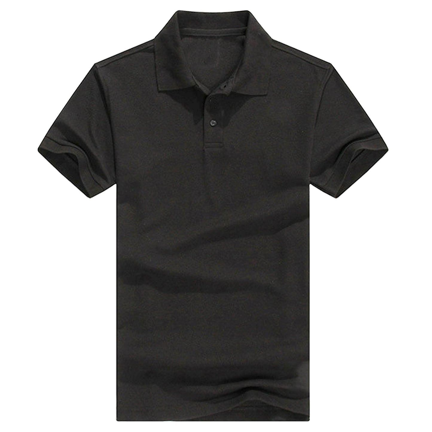 Men's Regular-Fit Cotton - Short Sleeve Casual Plain Polo Shirt Black
