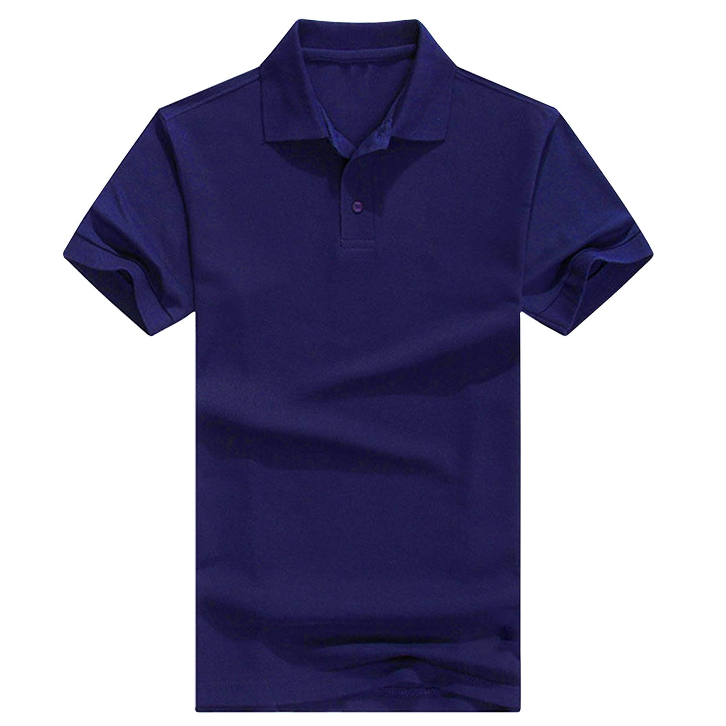 Men's Regular-Fit Cotton Short Sleeve - Casual Plain Polo Shirt Navy
