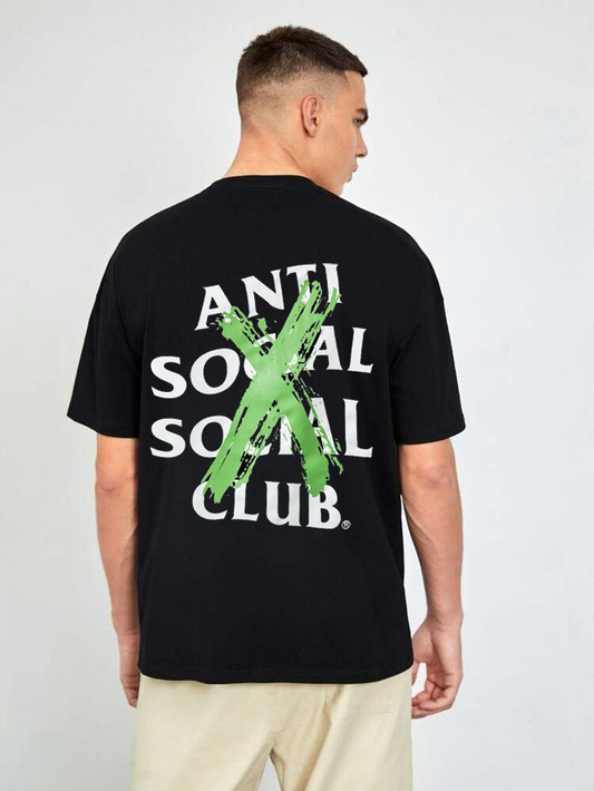 230 GSM Customized "Anti-Social" Black T-Shirt