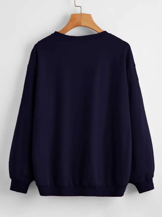 Solid Plain Sweatshirt - Navy Blue
