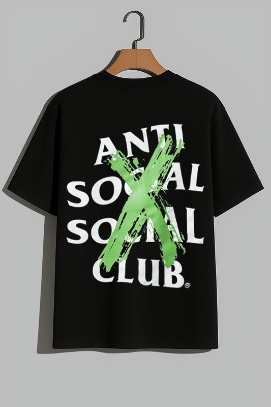 230 GSM Customized "Anti-Social" Black T-Shirt