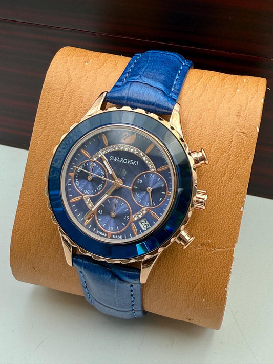 Swarovski Leather Watch - Blue