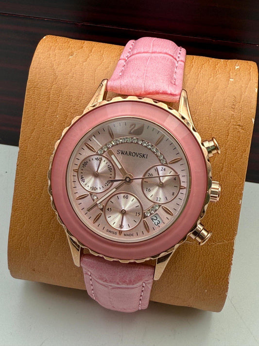 Swarovski Leather Watch - Pink